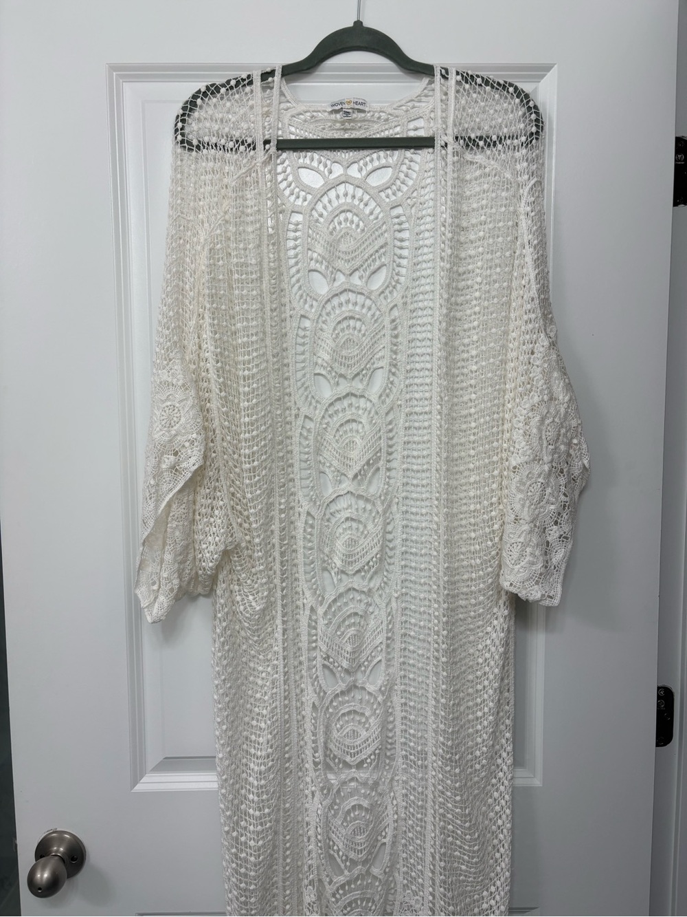 Woven Heart Cream Crochet Openwork Top
